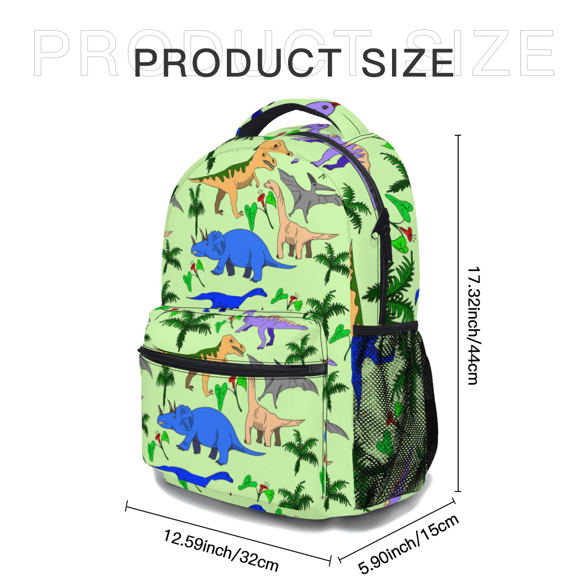 Backpack combo - dinosaur design with green dinosaur scales for straps