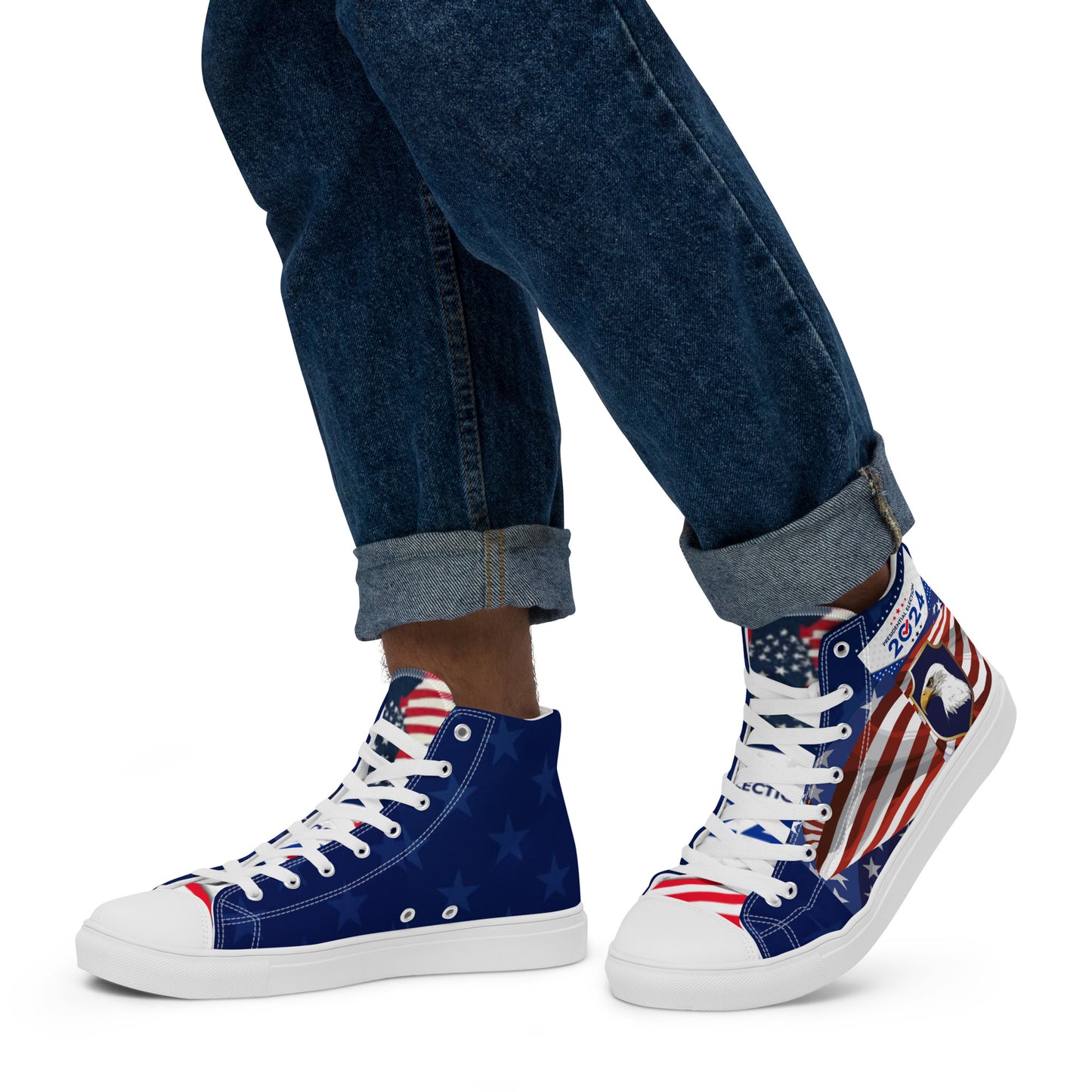 Men’s high top 2024 Patriotic canvas shoes