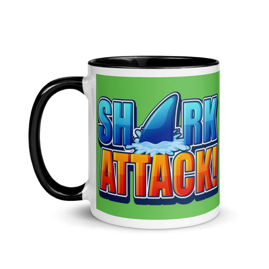 Mug with Color Inside - Shark Attack with green background