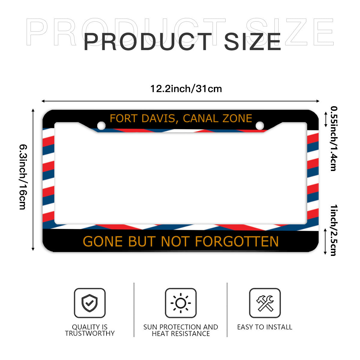 Standard 2-hole U.S. License plate frame cover - Ft Davis CZ, gone but not forgotten