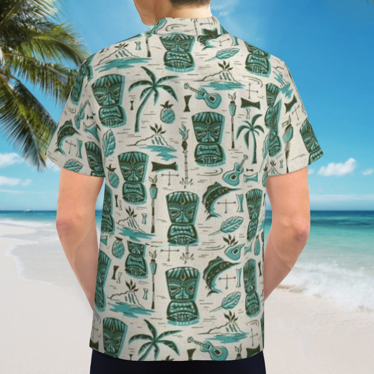 Hawaiian shirt - green tikis