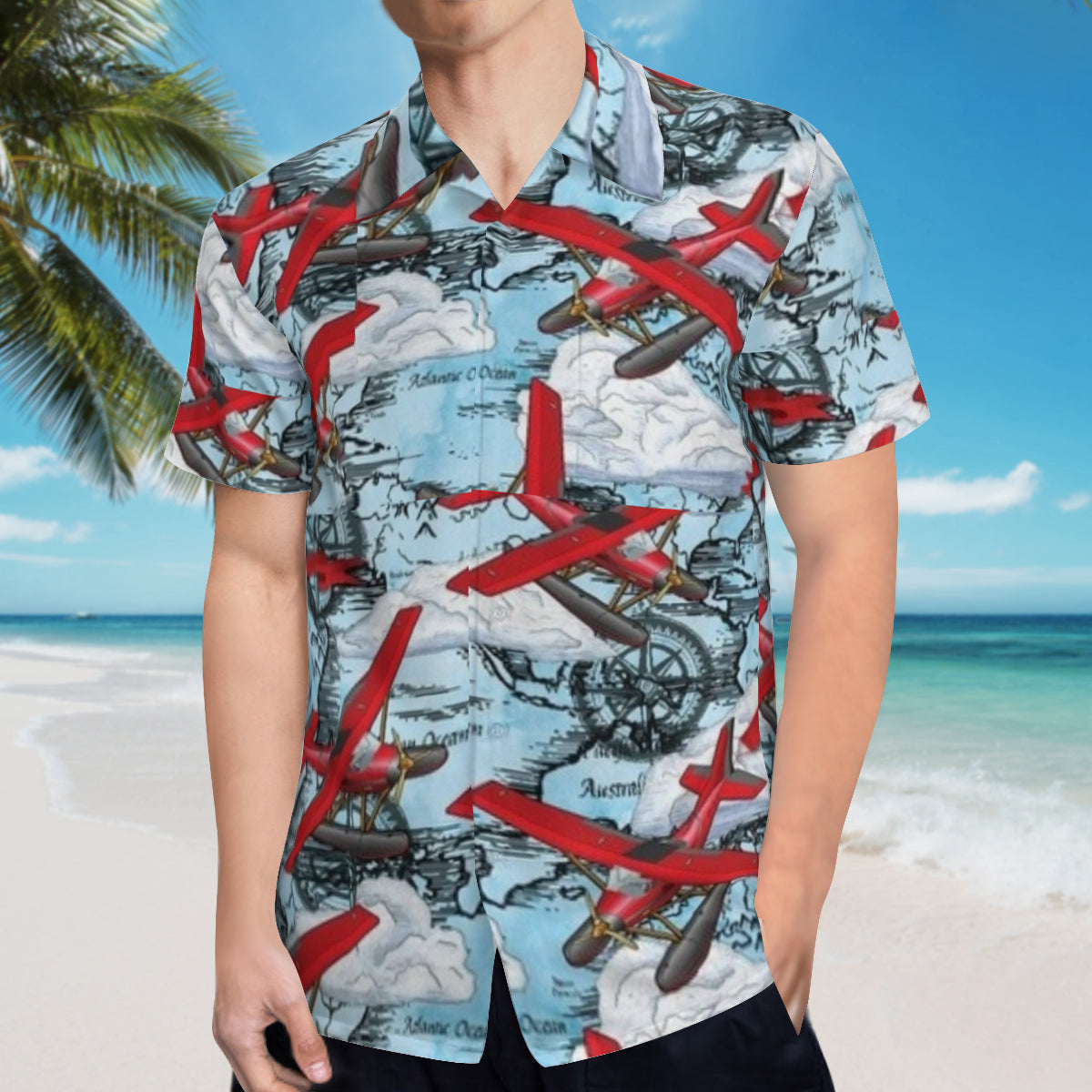 Hawaiian shirt - red planes