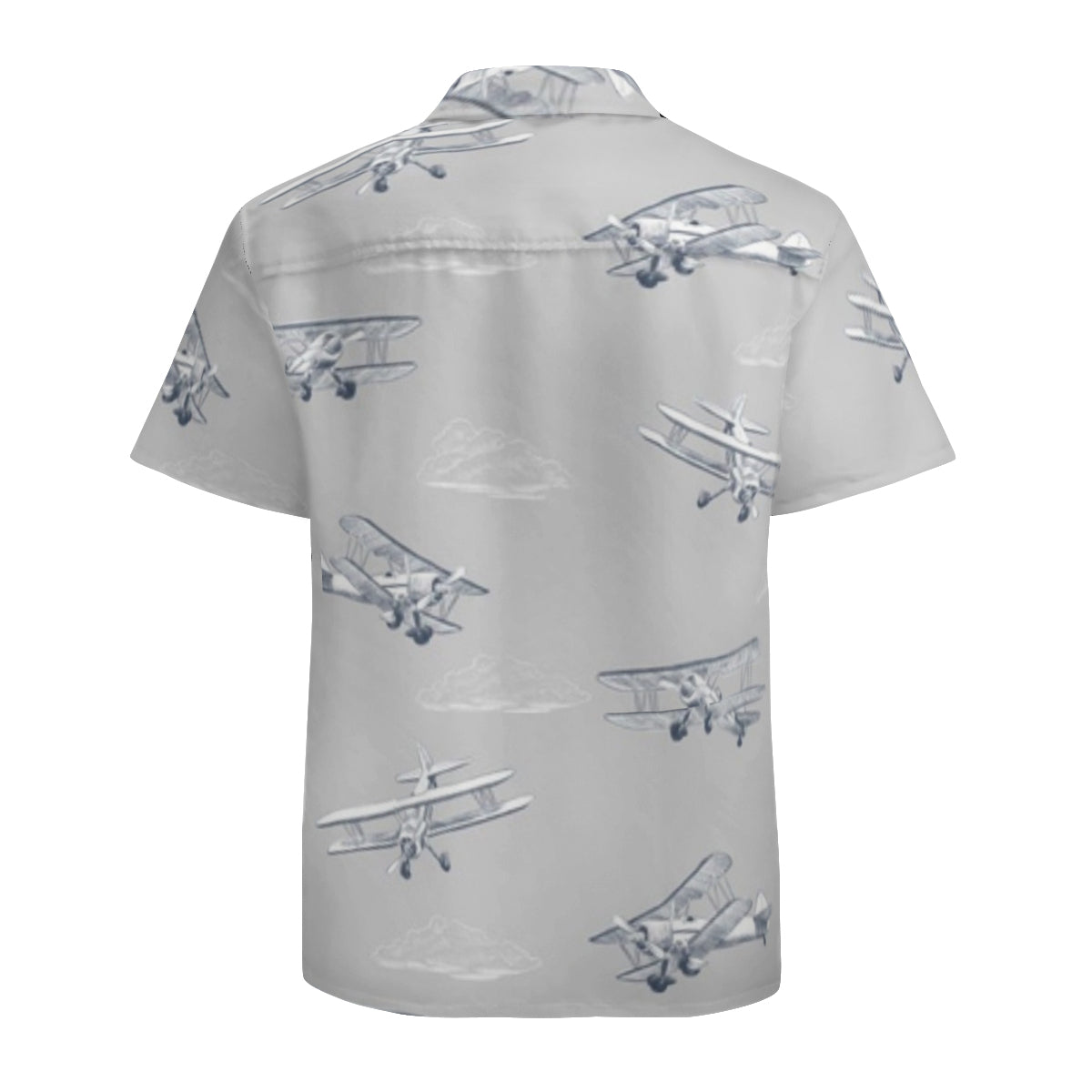 Hawaiian shirt - grey with airplanes