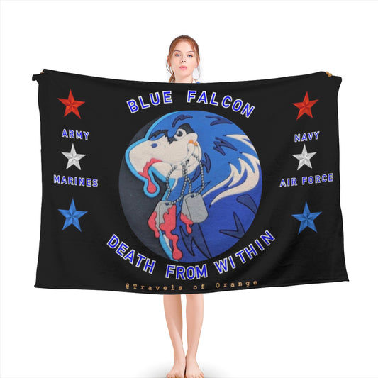 Panama Canal Zone Veterans - Blue Falcon Sherpa Type Cozy Blanket