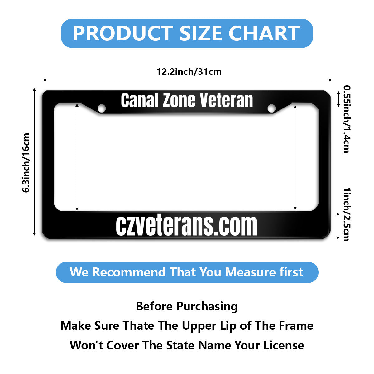 Standard 2-hole U.S. License plate frame cover - SHIPPING INCLUDED