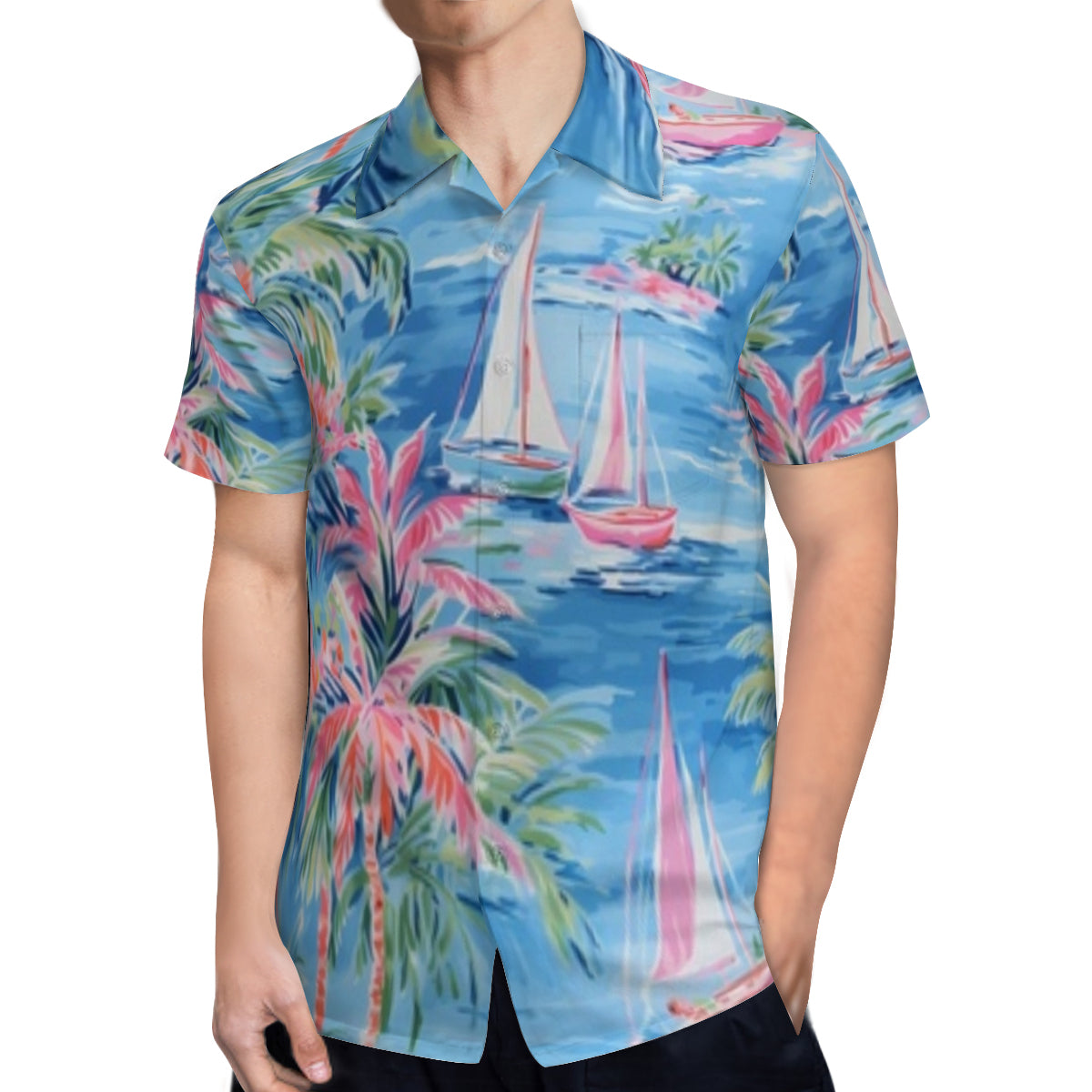 Hawaiian shirt - pink and blue hawaiian scene