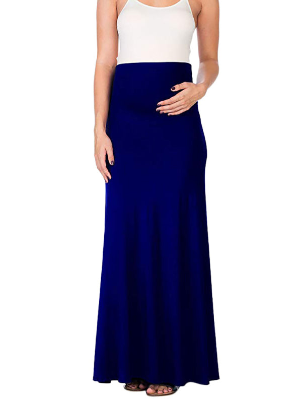 Maternity - Solid color maternity wear tummy support half-length skirt