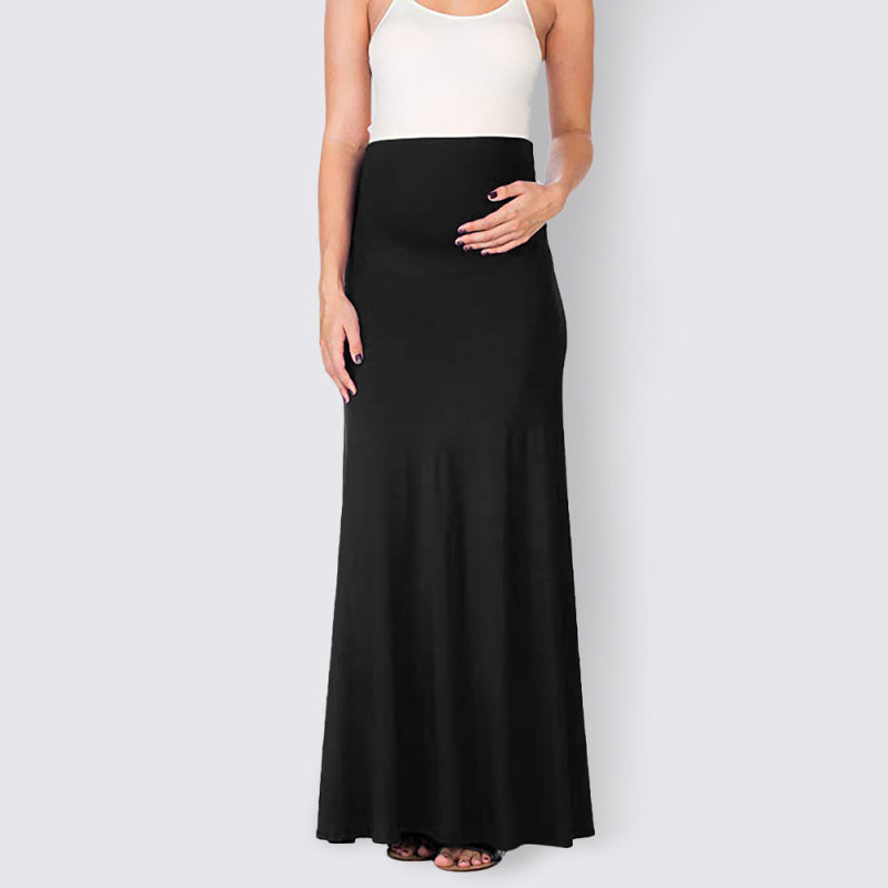 Maternity - Solid color maternity wear tummy support half-length skirt